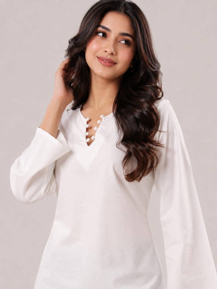Cotton Solid Long Sleeves Kurti