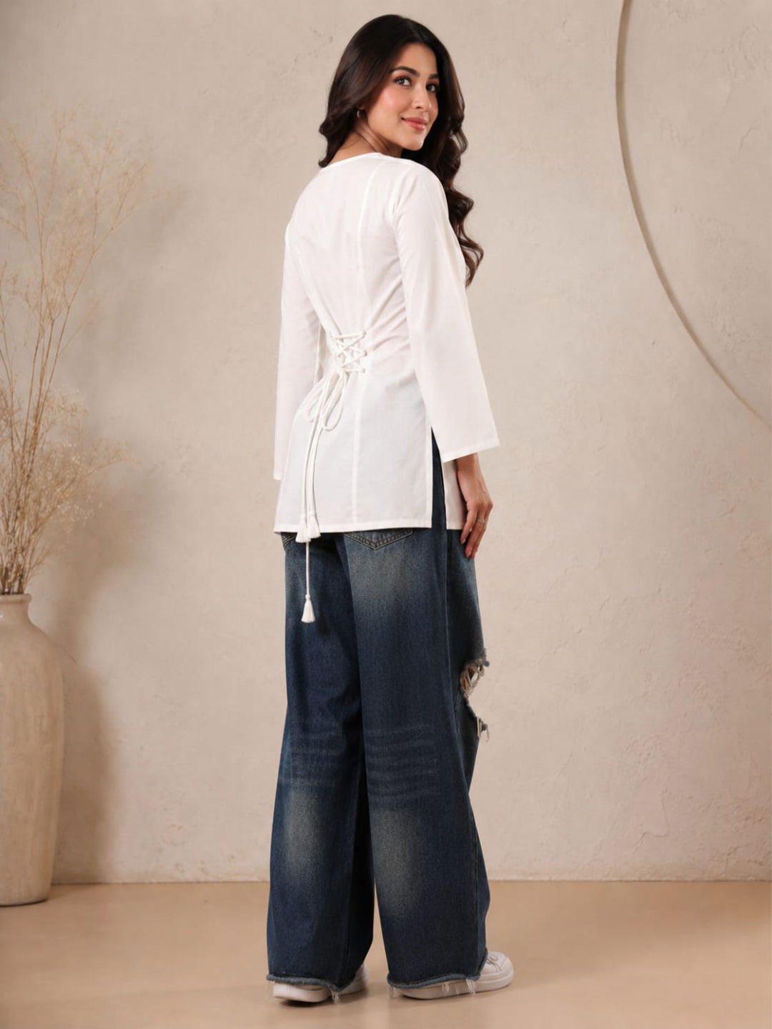 Cotton Solid Long Sleeves Kurti