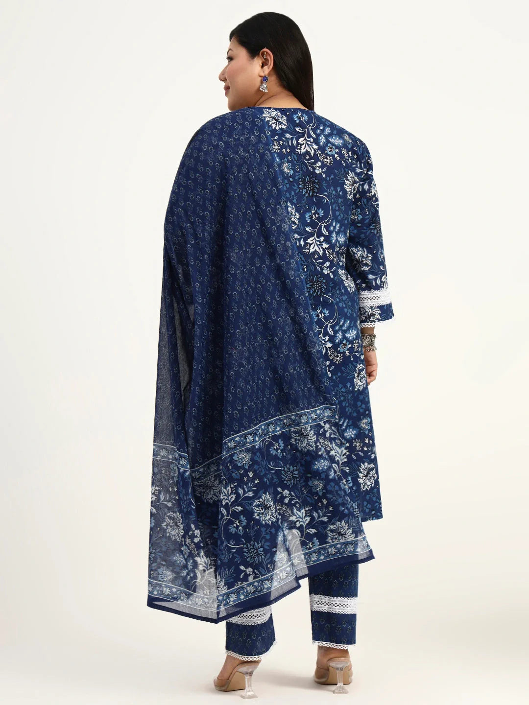 Cotton Straight Kurta Dupatta Set (Plus Size)
