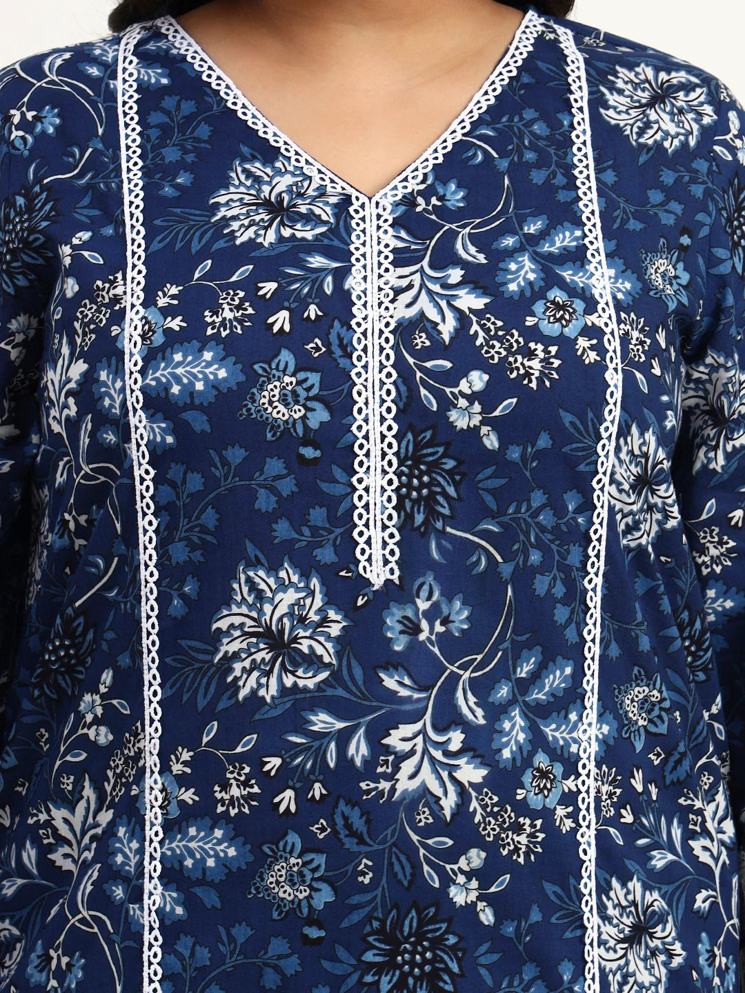 Cotton Straight Kurta Dupatta Set (Plus Size)