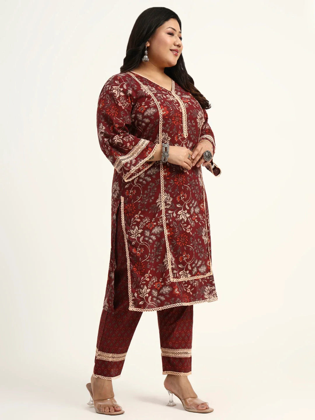Cotton Straight Kurta Dupatta Set (Plus Size)