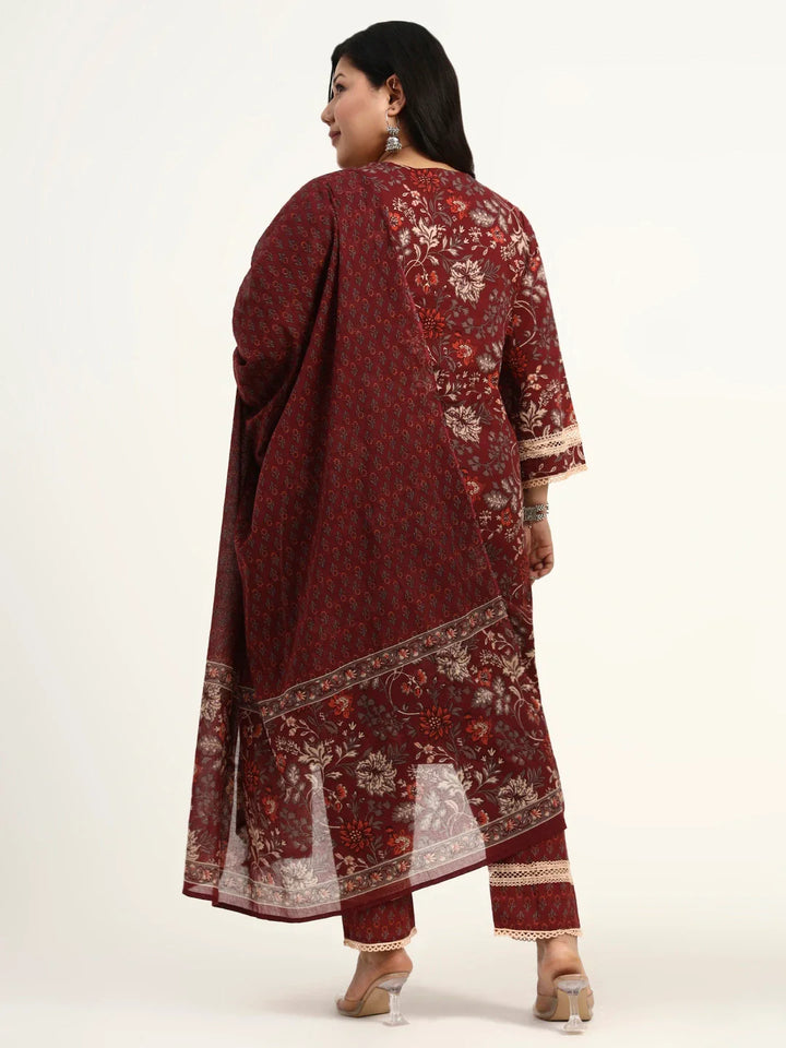Cotton Straight Kurta Dupatta Set (Plus Size)
