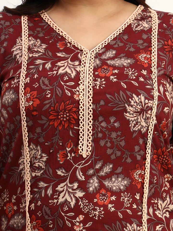Cotton Straight Kurta Dupatta Set (Plus Size)