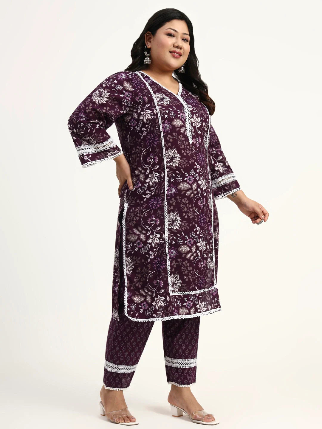 Cotton Straight Kurta Dupatta Set (Plus Size)