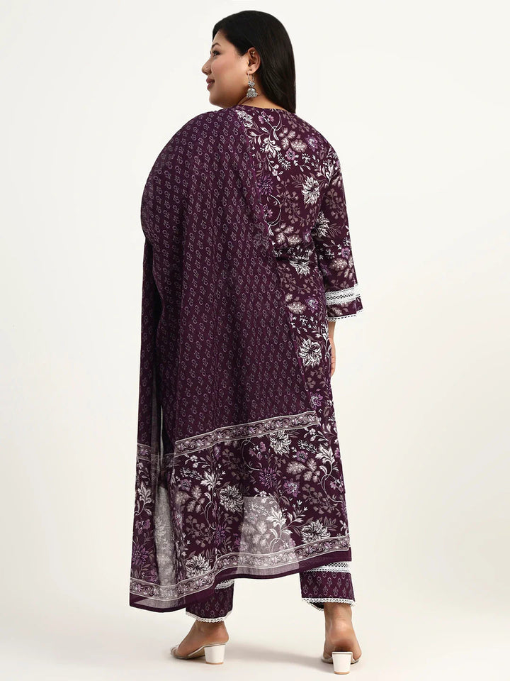 Cotton Straight Kurta Dupatta Set (Plus Size)