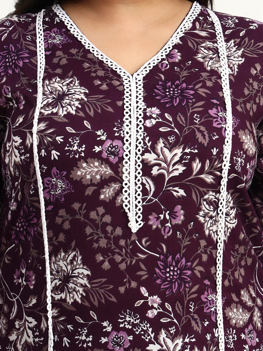 Cotton Straight Kurta Dupatta Set (Plus Size)