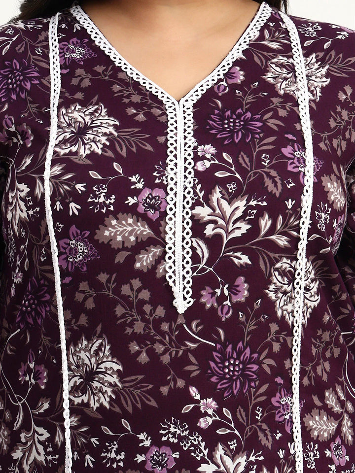 Cotton Straight Kurta Dupatta Set (Plus Size)