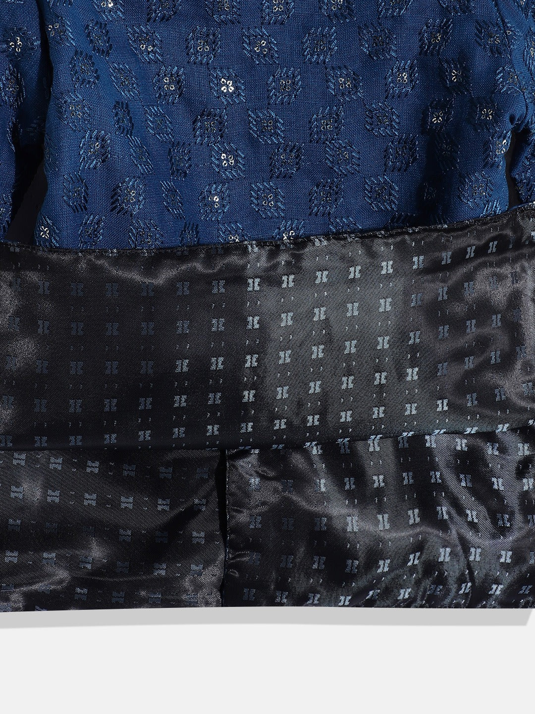 Sherwani Style Cotton Fabric Blue Color Embroidered Kurta With Sequence & Thread Work & Pyjama Pant