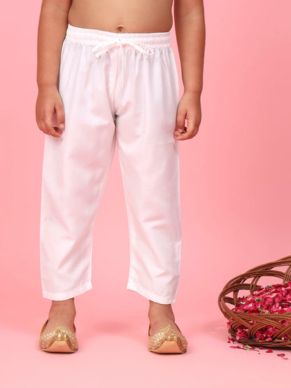 Boys Straight Style Cotton Fabric Teal Color Floral Printed Kurti With Pyjama