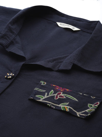 A Line Style Rayon Fabric Blue Color Co-Ord Set