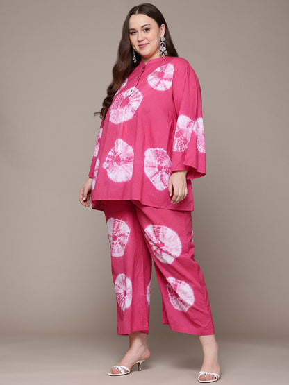 A Line Style Cotton Fabric Pink Colour Co-Ord Set