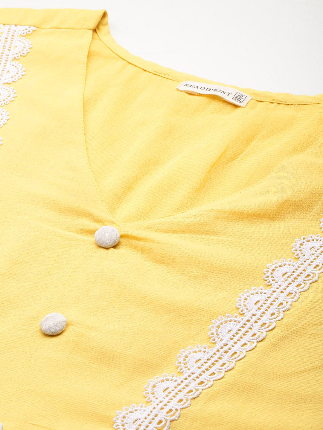 Straight Style Cotton Fabric Yellow Colour Kurta With Bottom And Dupatta