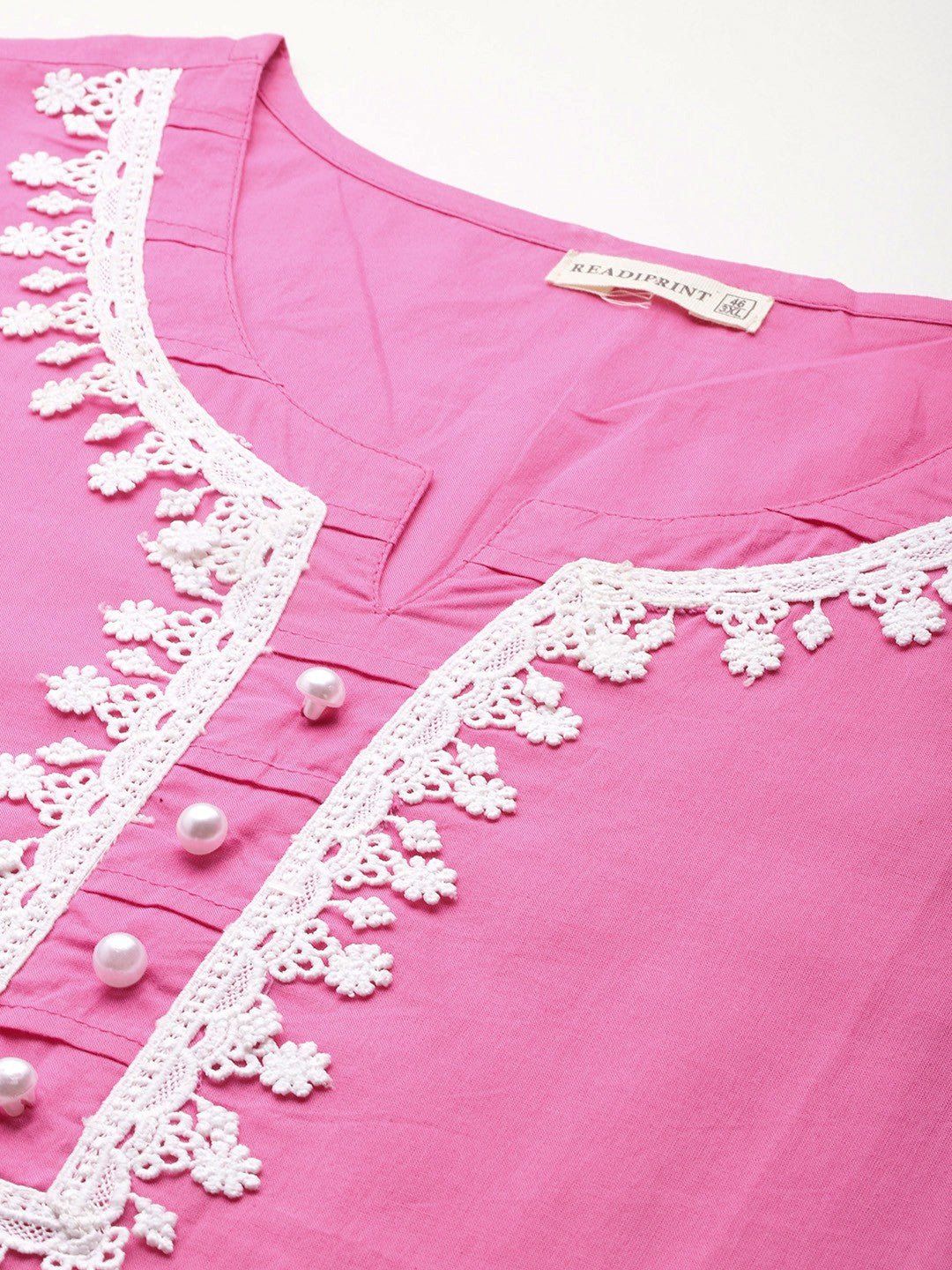 Straight Style Cotton Fabric Pink Colour Kurta With Bottom And Dupatta