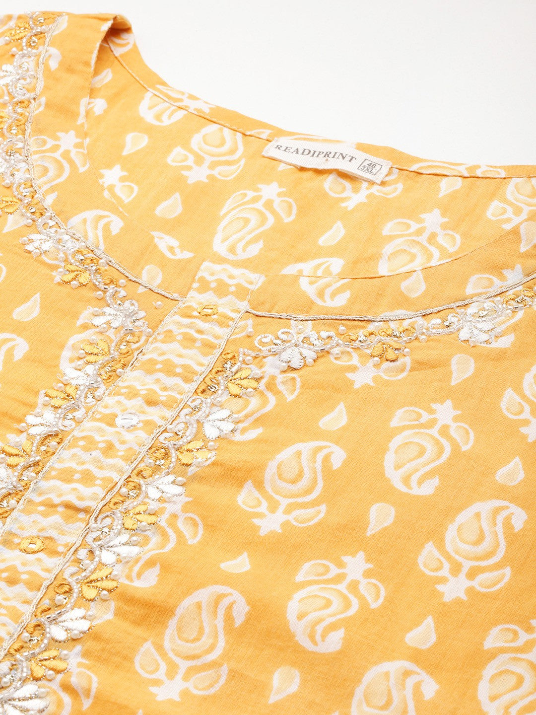 Straight Style Cotton Fabric Yellow Colour Kurta With Bottom And Dupatta