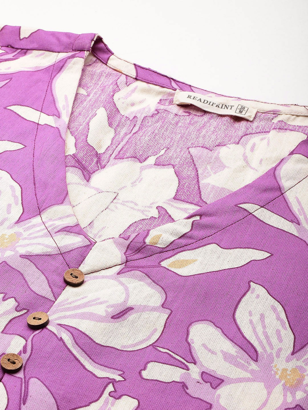A Line Style Cotton Fabric Purple Colour Kurta With Bottom