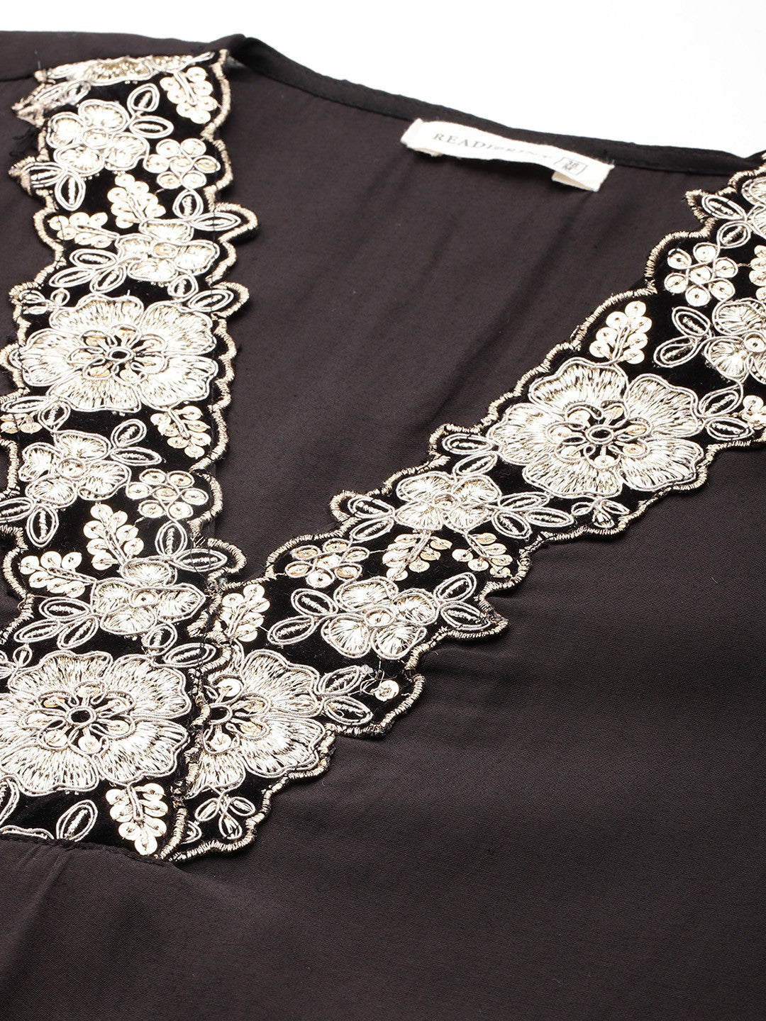 Straight Style Silk Fabric Black Colour Kurta With Bottom