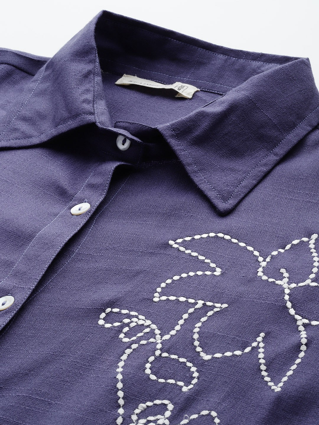 Shirt Style Viscose Fabric Blue Color Co-Ord Set