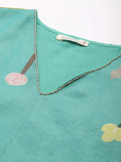 Straight Style Chanderi Silk Fabric Sea Green Colour Kurta And Bottom With Dupatta