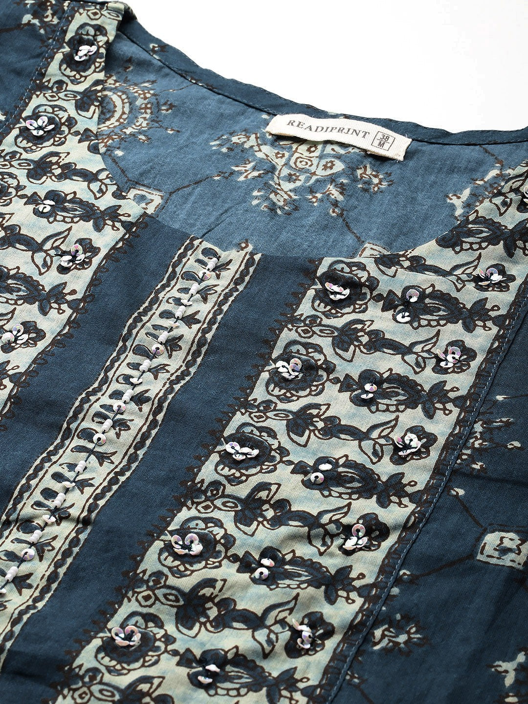 Straight Style Cotton Fabric Navy Blue Colour Kurta And Bottom With Dupatta