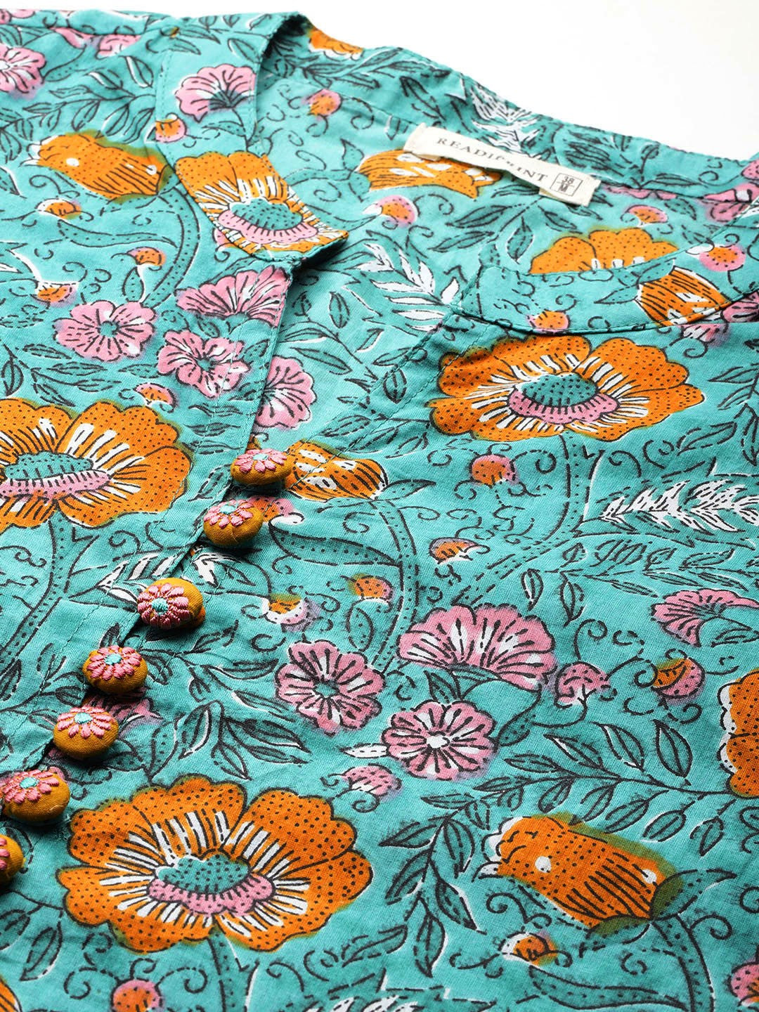 Straight Style Cotton Fabric Sea Green Colour Kurta And Bottom With Dupatta