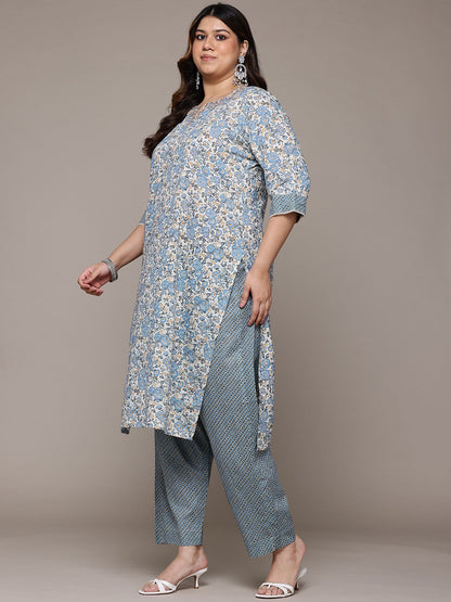 Straight Style Cotton Fabric Multi Colour Kurta With Bottom And Dupatta