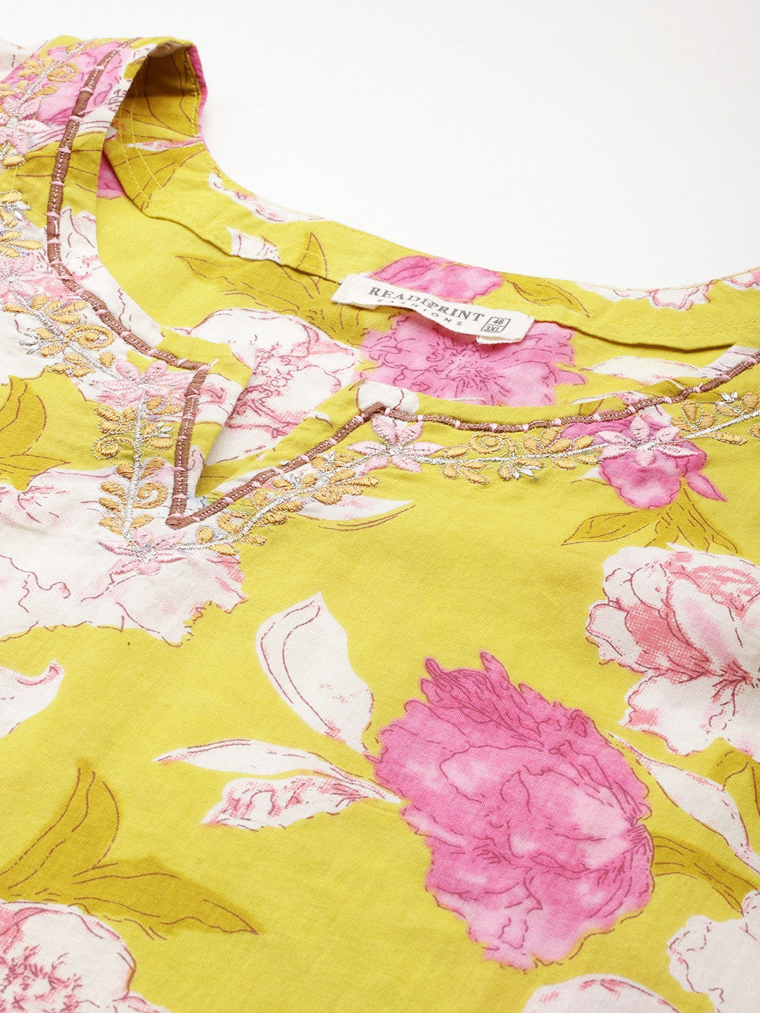 Straight Style Cotton Fabric Yellow Colour Kurta With Bottom And Dupatta