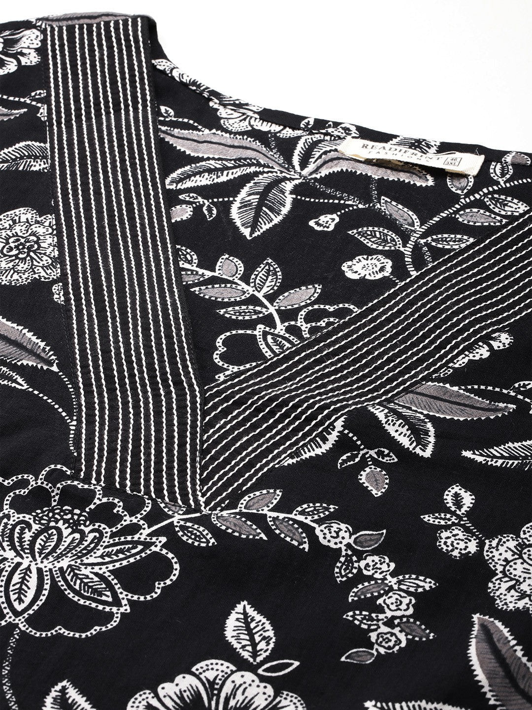 A Line Style Cotton Fabric Black Colour Kurta With Bottom And Dupatta
