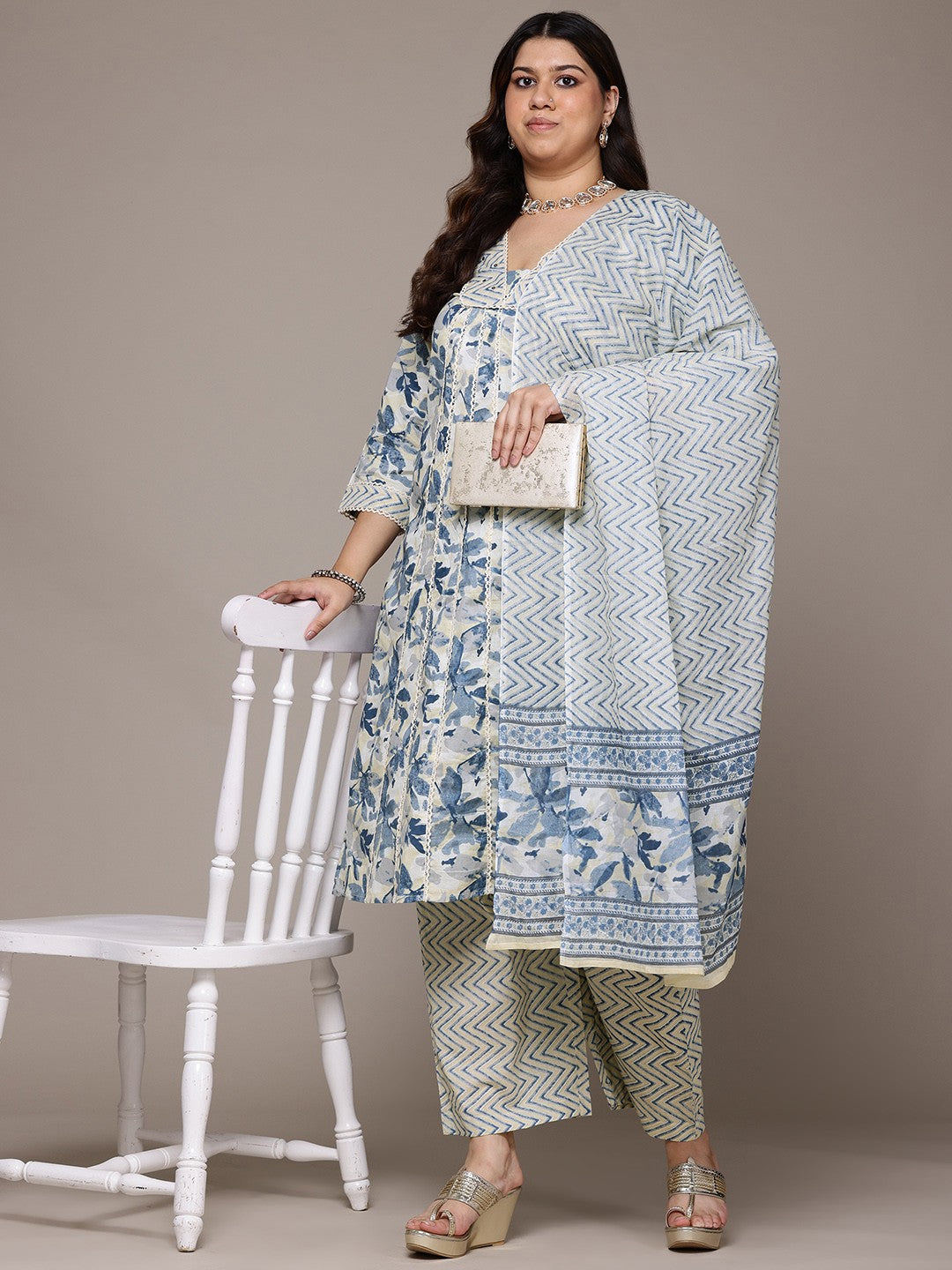A Line Style Cotton Fabric Yellow Colour Kurta With Bottom And Dupatta