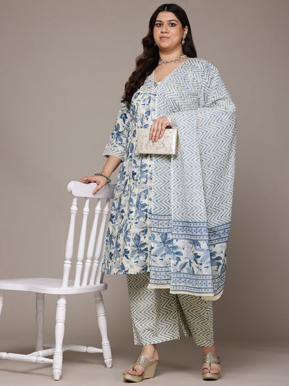 A Line Style Cotton Fabric Yellow Colour Kurta With Bottom And Dupatta