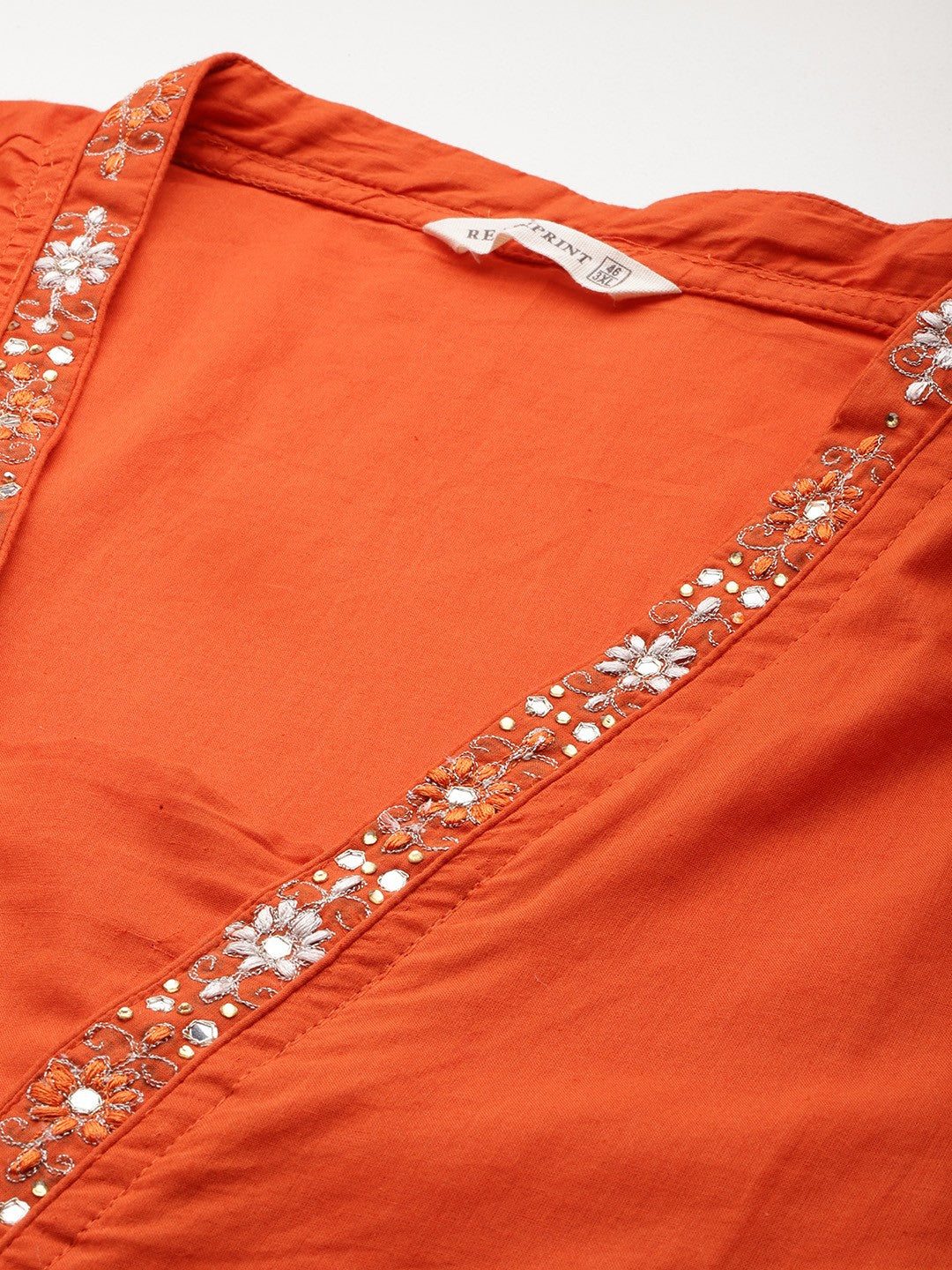 A Line Style Cotton Fabric Orange Colour Kurta With Bottom And Dupatta