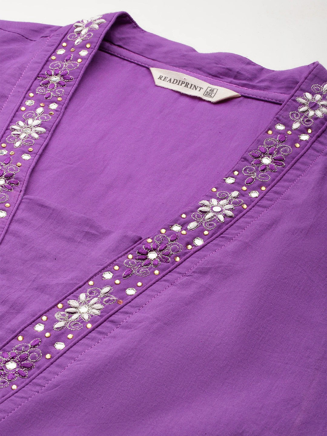 A Line Style Cotton Fabric Purple Colour Kurta With Bottom And Dupatta