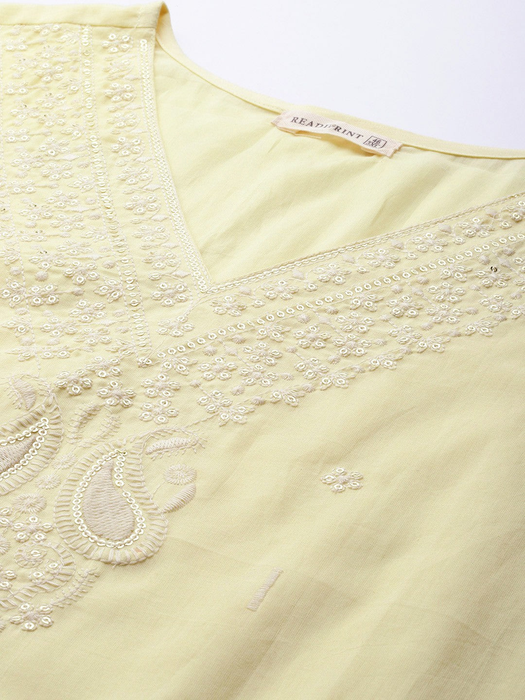 Straight Style Cotton Fabric Yellow Color Kurta With Bottom And Dupatta