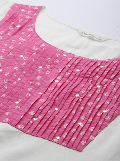 A Line Style Cotton Fabric White Color Kurta With Bottom And Dupatta