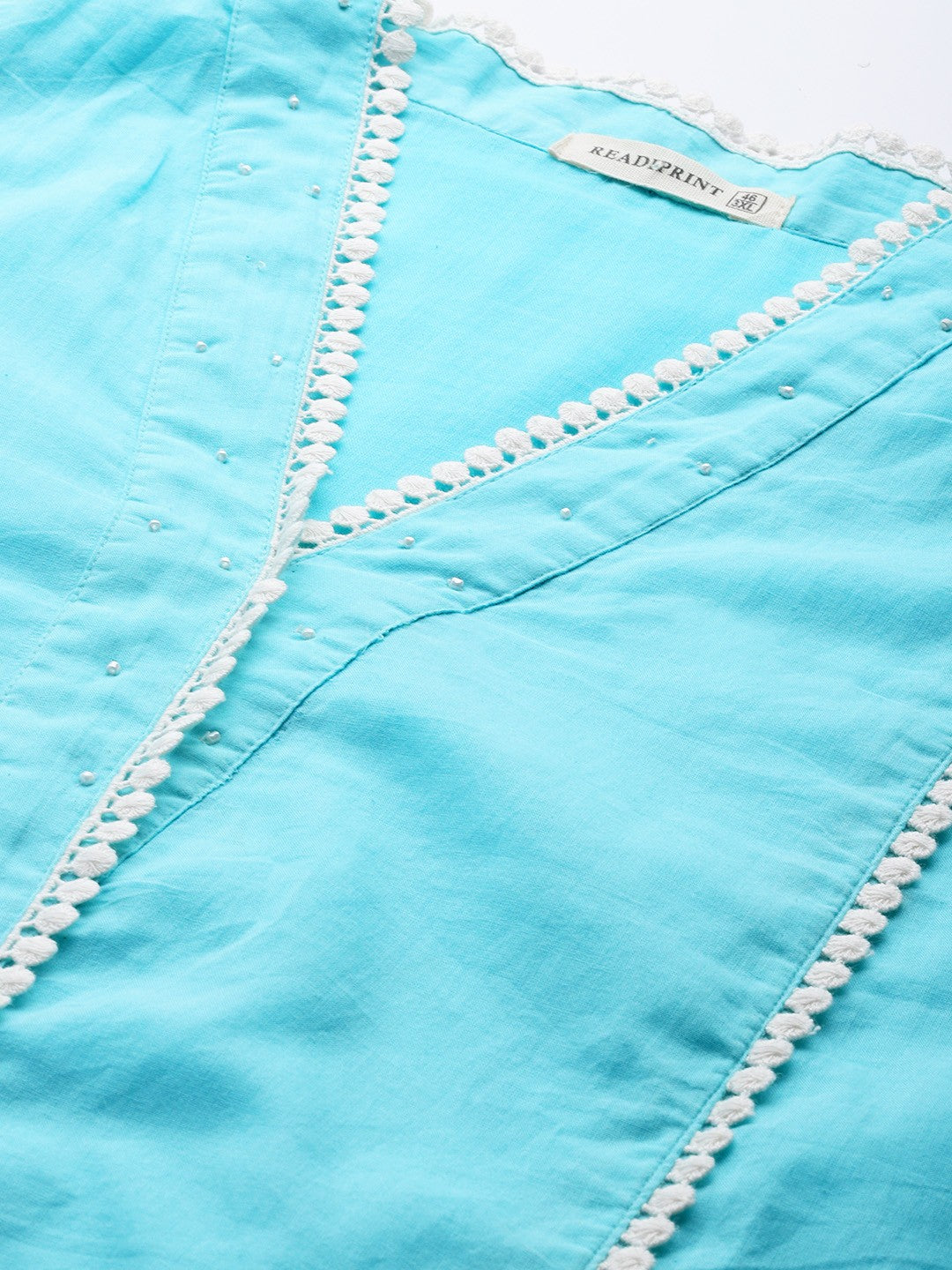 Straight Style Cotton Fabric Blue Color Kurta With Bottom And Dupatta