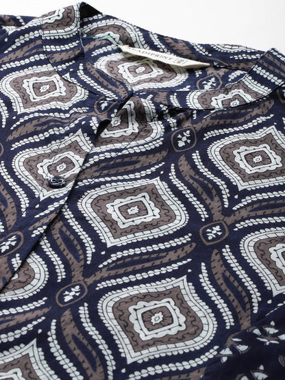 A Line Style Cotton Fabric Black Color Kurta And Bottom With Dupatta