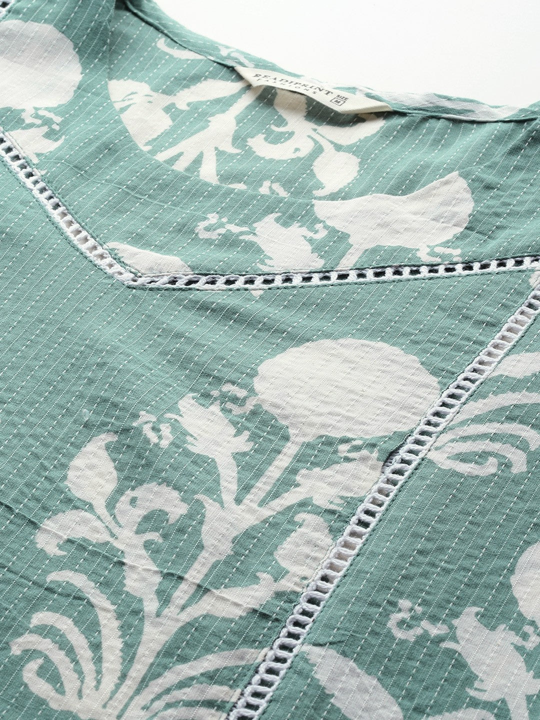 A Line Style Cotton Fabric Sea Green Color Kurta And Bottom
