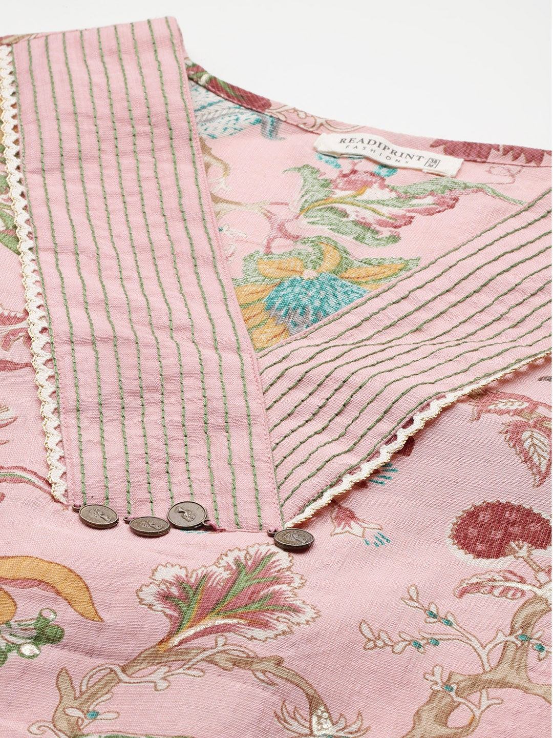 Straight Style Silk Fabric Pink Color Kurta With Bottom