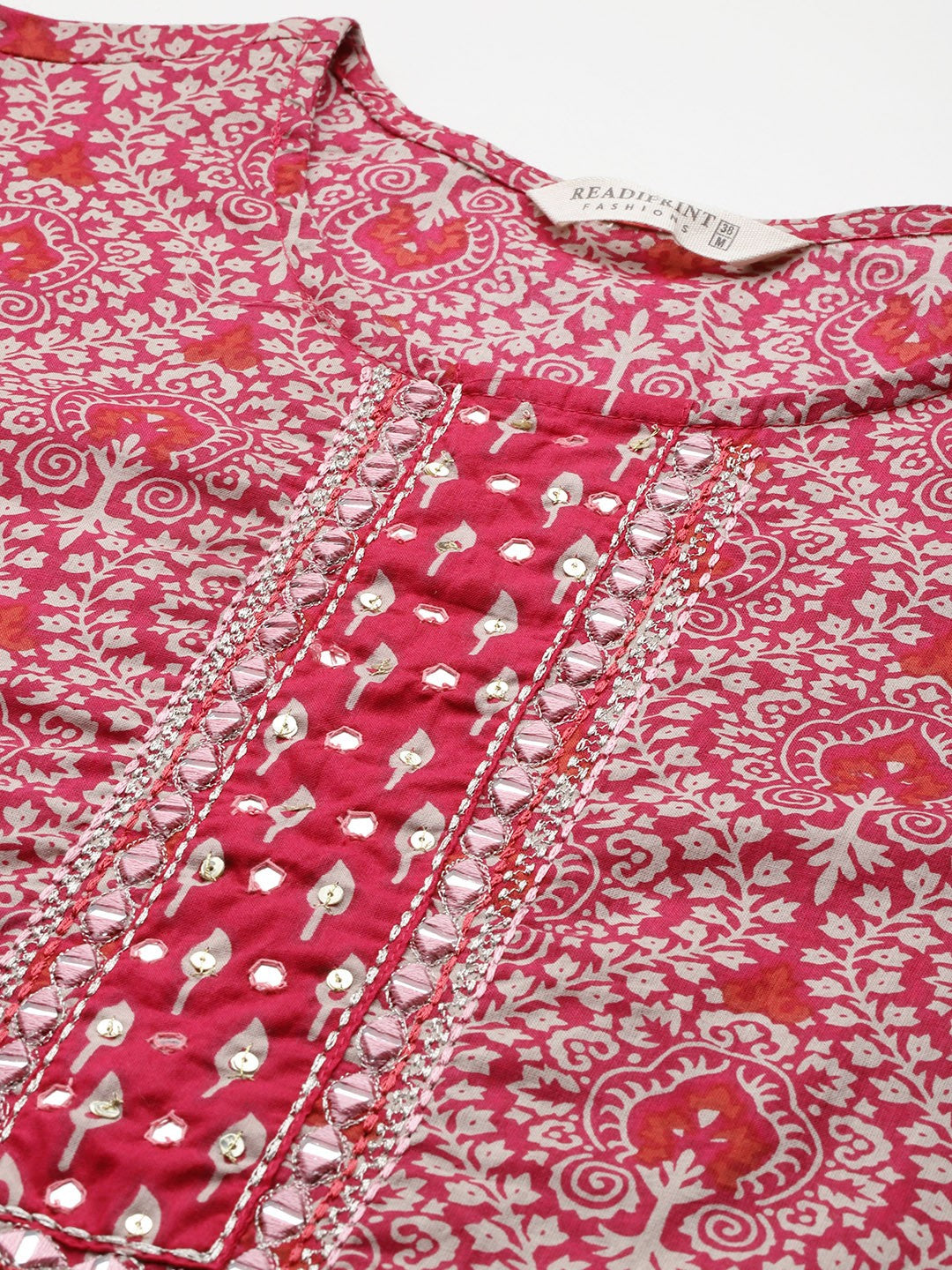 Straight Style Cotton Fabric Pink Color Kurta And Bottom With Dupatta