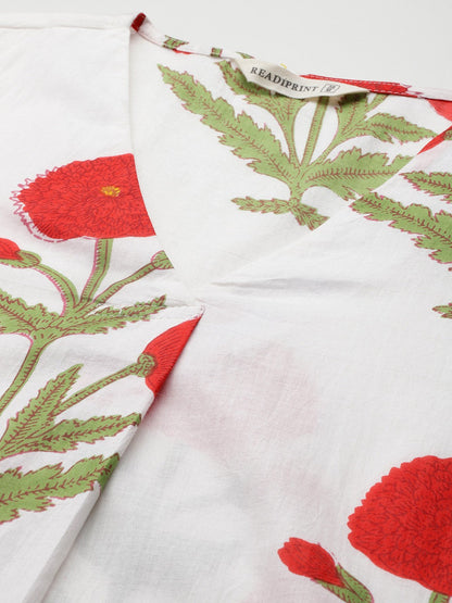 Straight Style Cotton Fabric White Color Kurta And Bottom