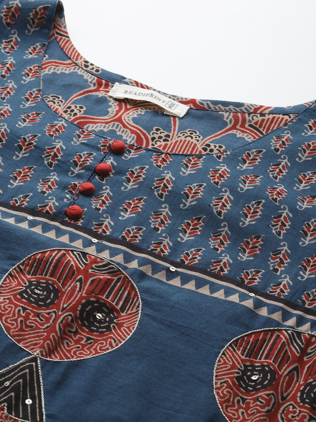 Straight Style Cotton Fabric Blue Color Kurta And Bottom