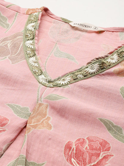 A Line Style Viscose Fabric Peach Color Kurta And Bottom