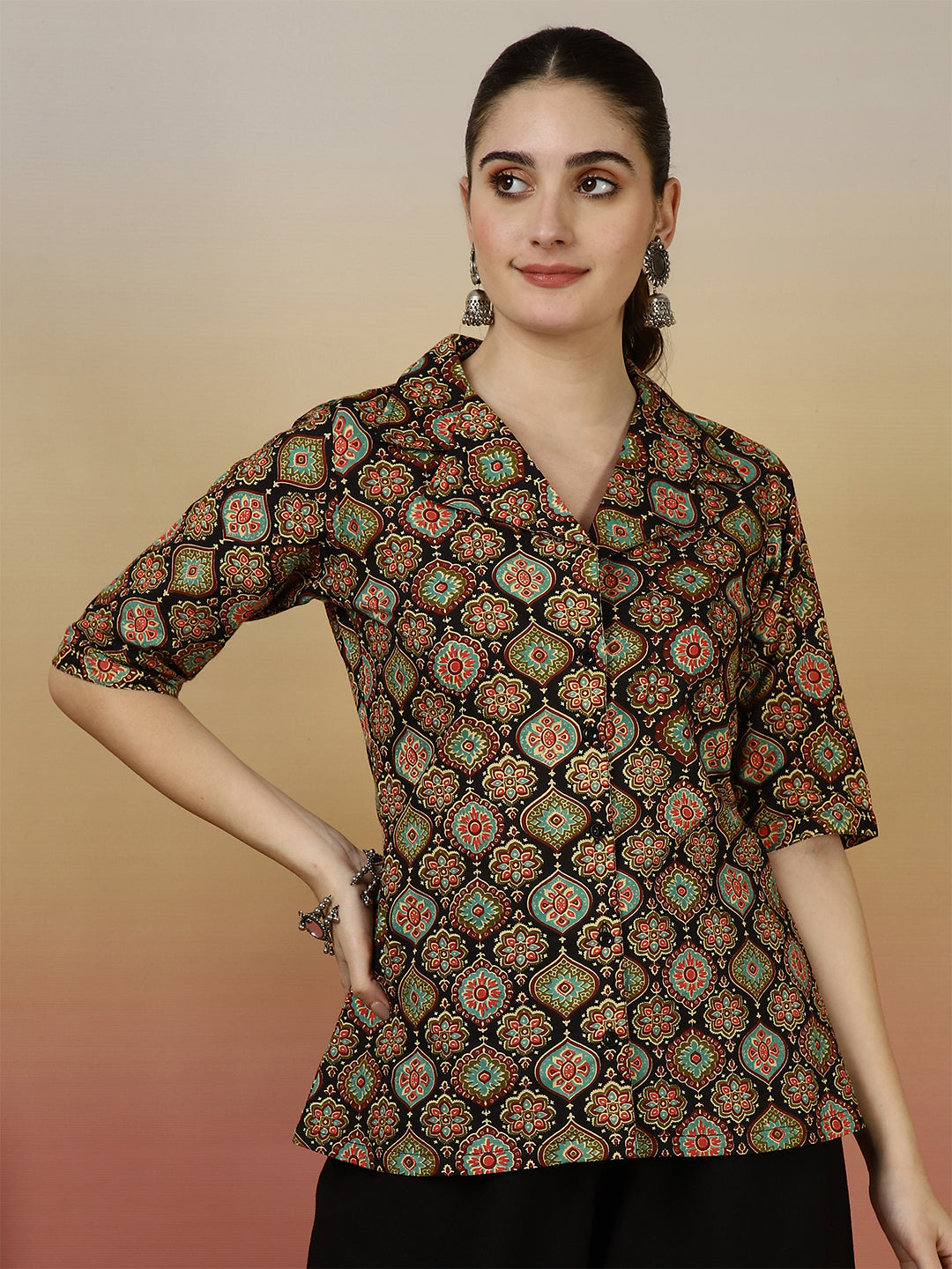 Nishabd black printed top – wholesale manufacturer & exporter from India