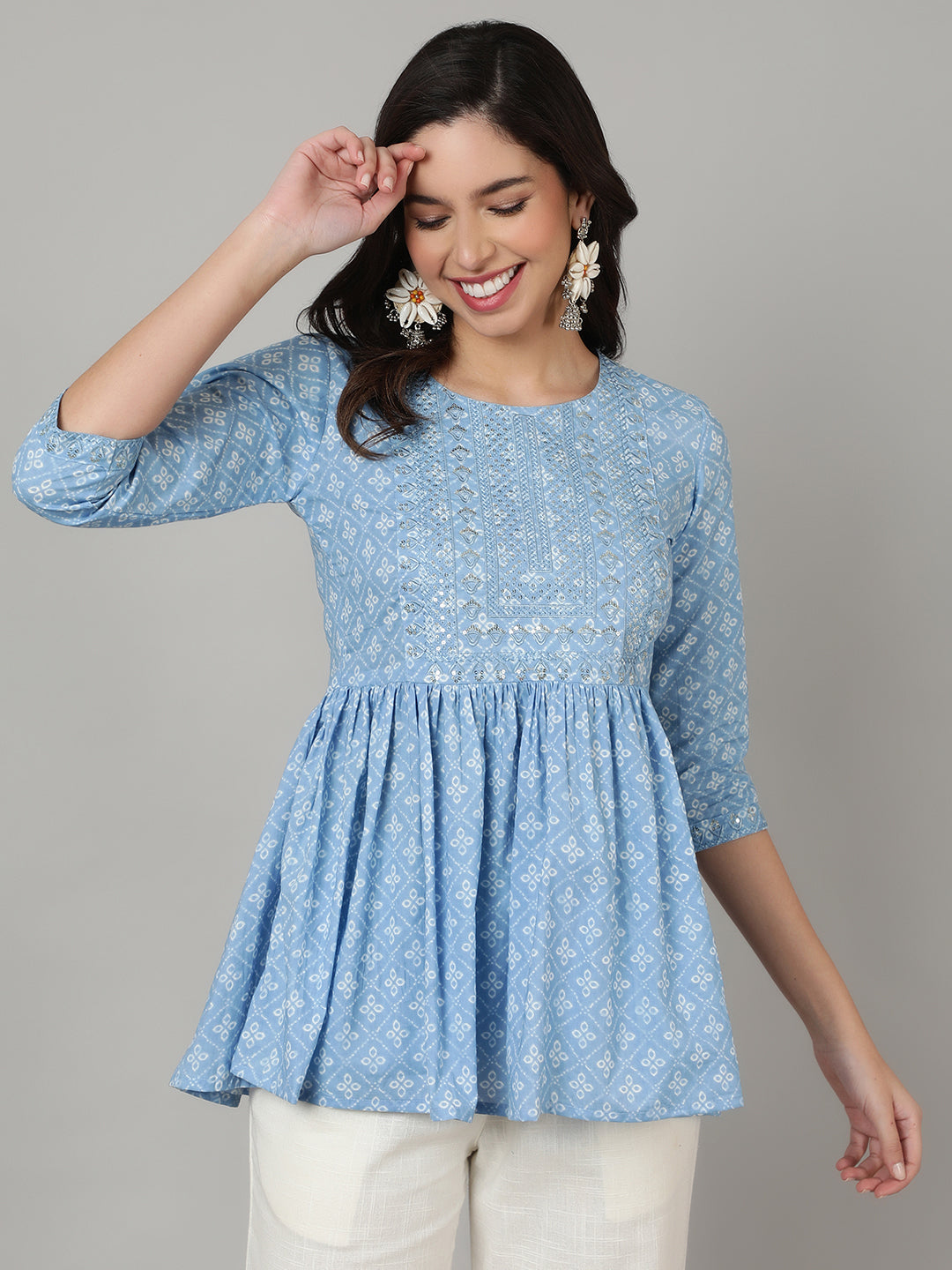 Regular Fit Embroidered  Top