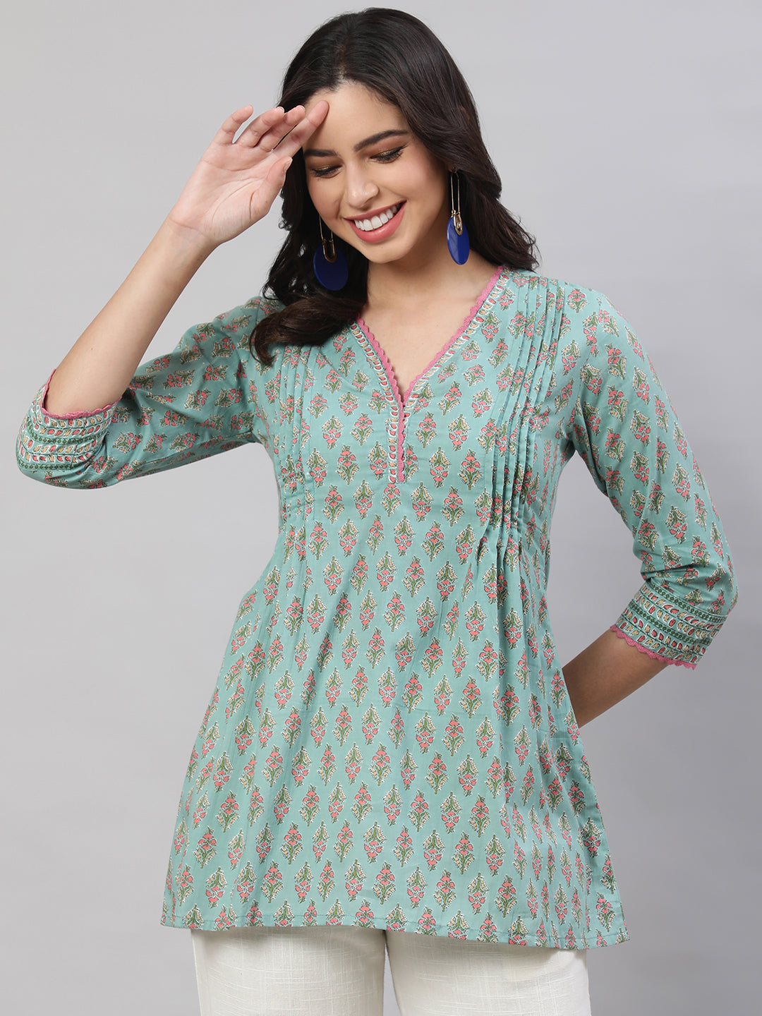 Nishabd green cotton printed top – wholesale supplier