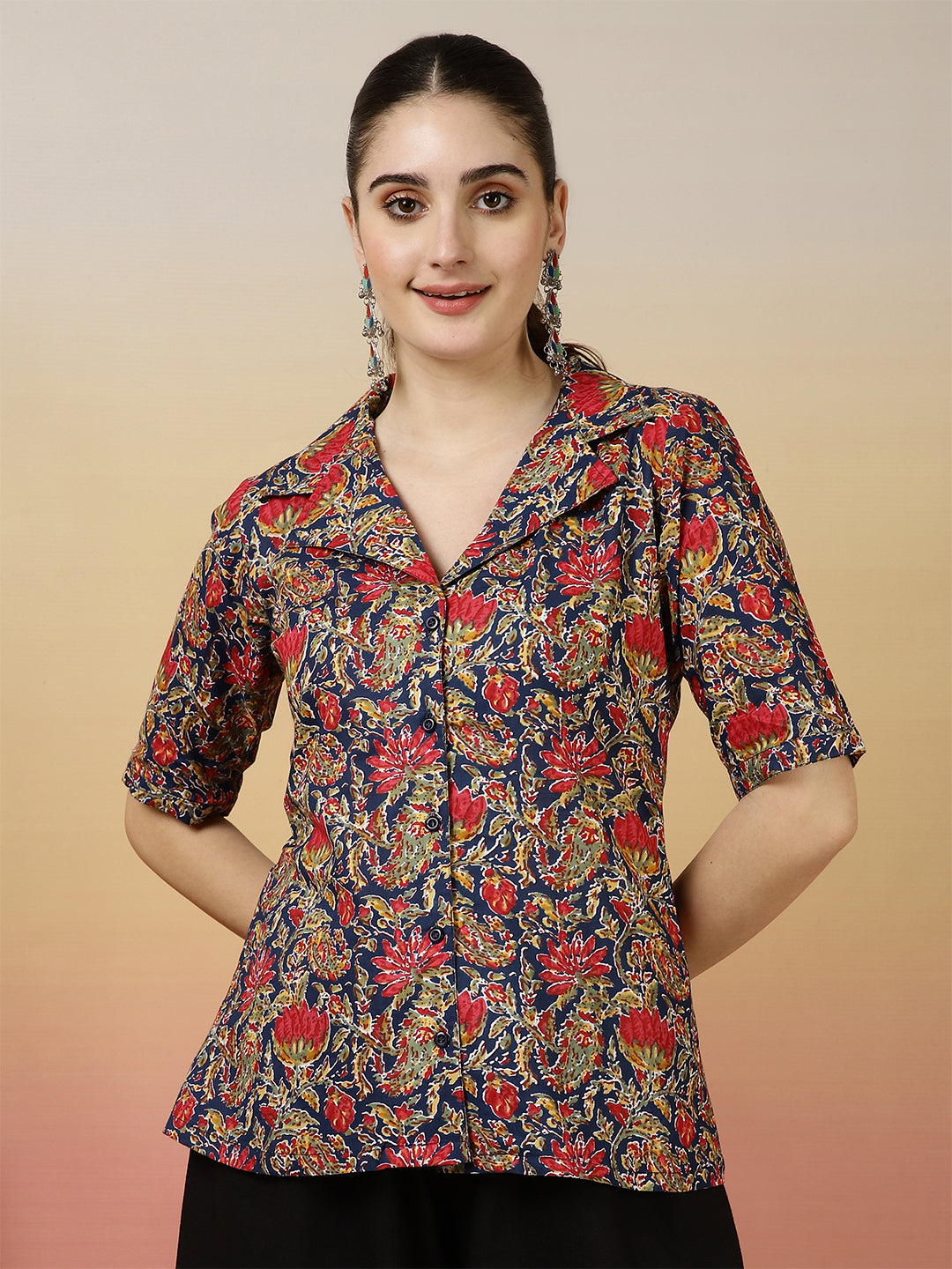 Nishabd navy printed top – wholesale manufacturer & exporter from India