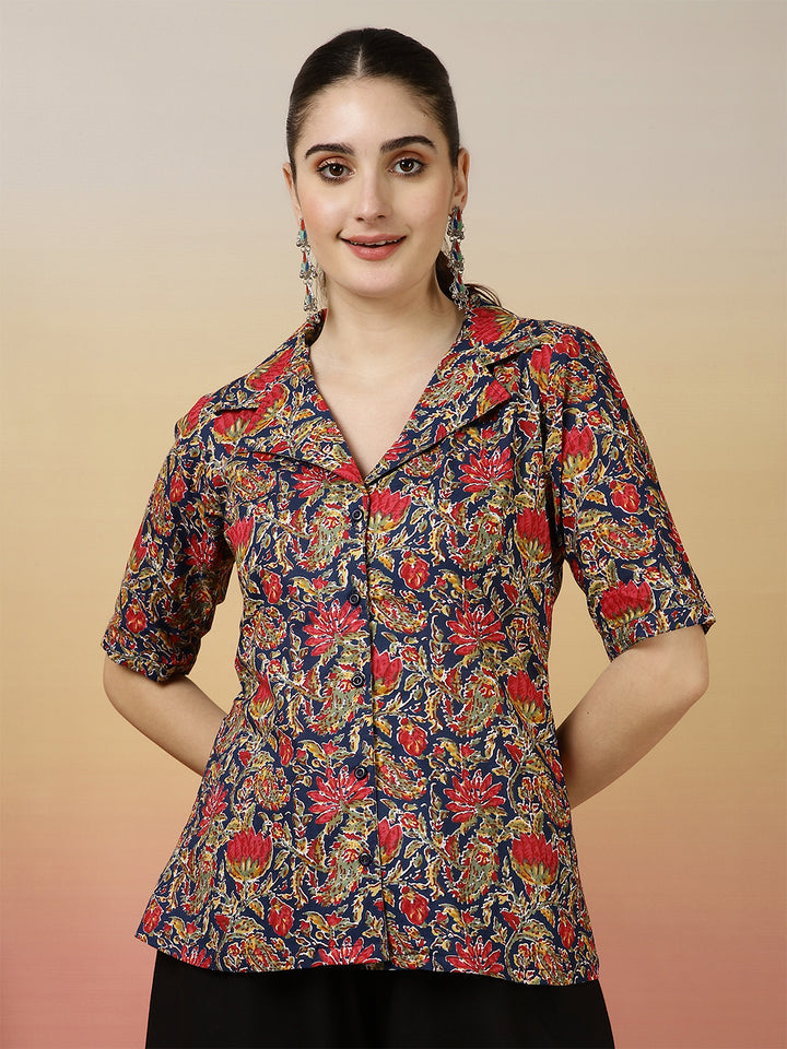 Nishabd navy printed top – wholesale manufacturer &amp; exporter from India