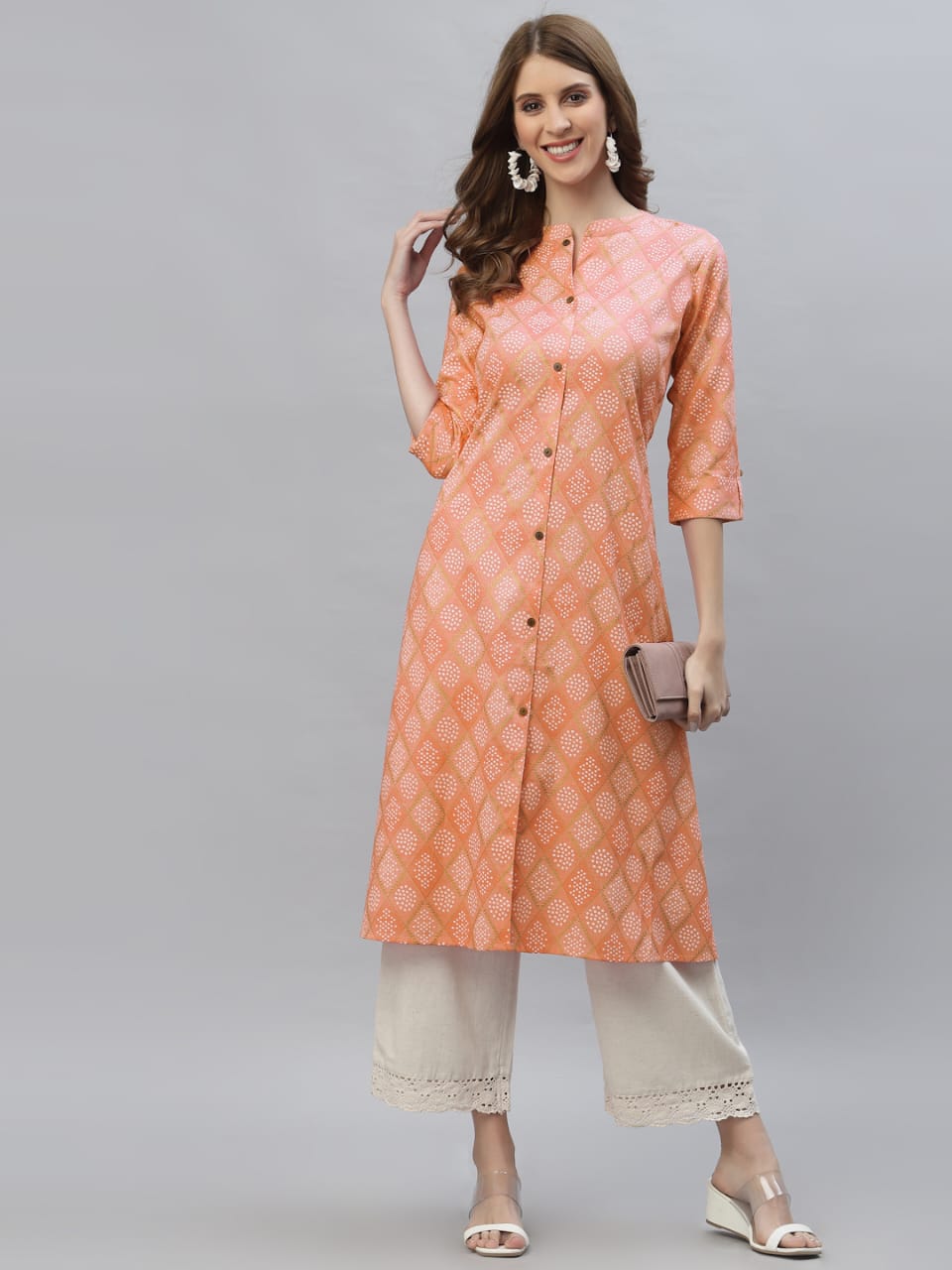 Bandhani Printed Cotton Blend Straight Kurta (Pre-Order)