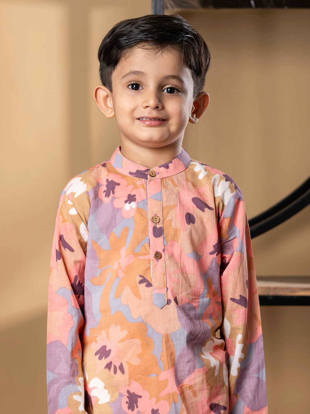 Boys Straight Style Cotton Fabric Brown Color Kurta And Pyjama