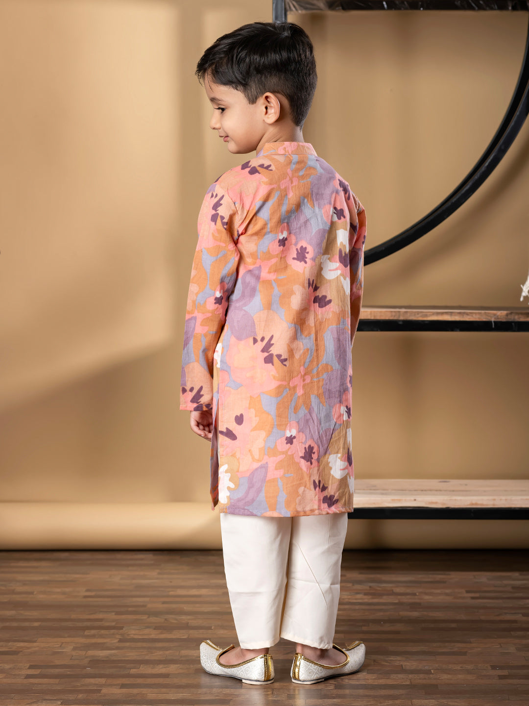 Boys Straight Style Cotton Fabric Brown Color Kurta And Pyjama
