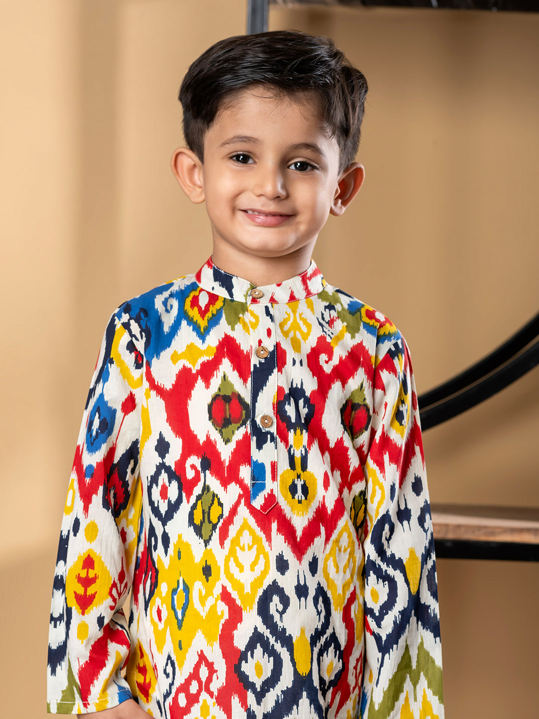 Boys Straight Style Cotton Fabric Red Color Kurta And Pyjama